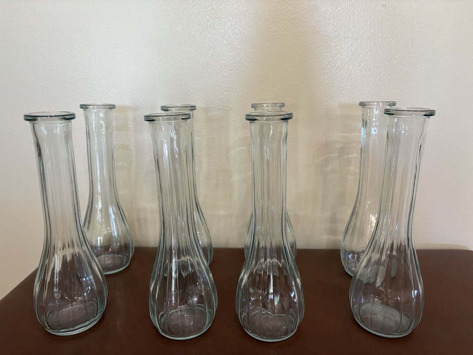 Glass Fluted Bud Vases - Set of 8 Clear Vases