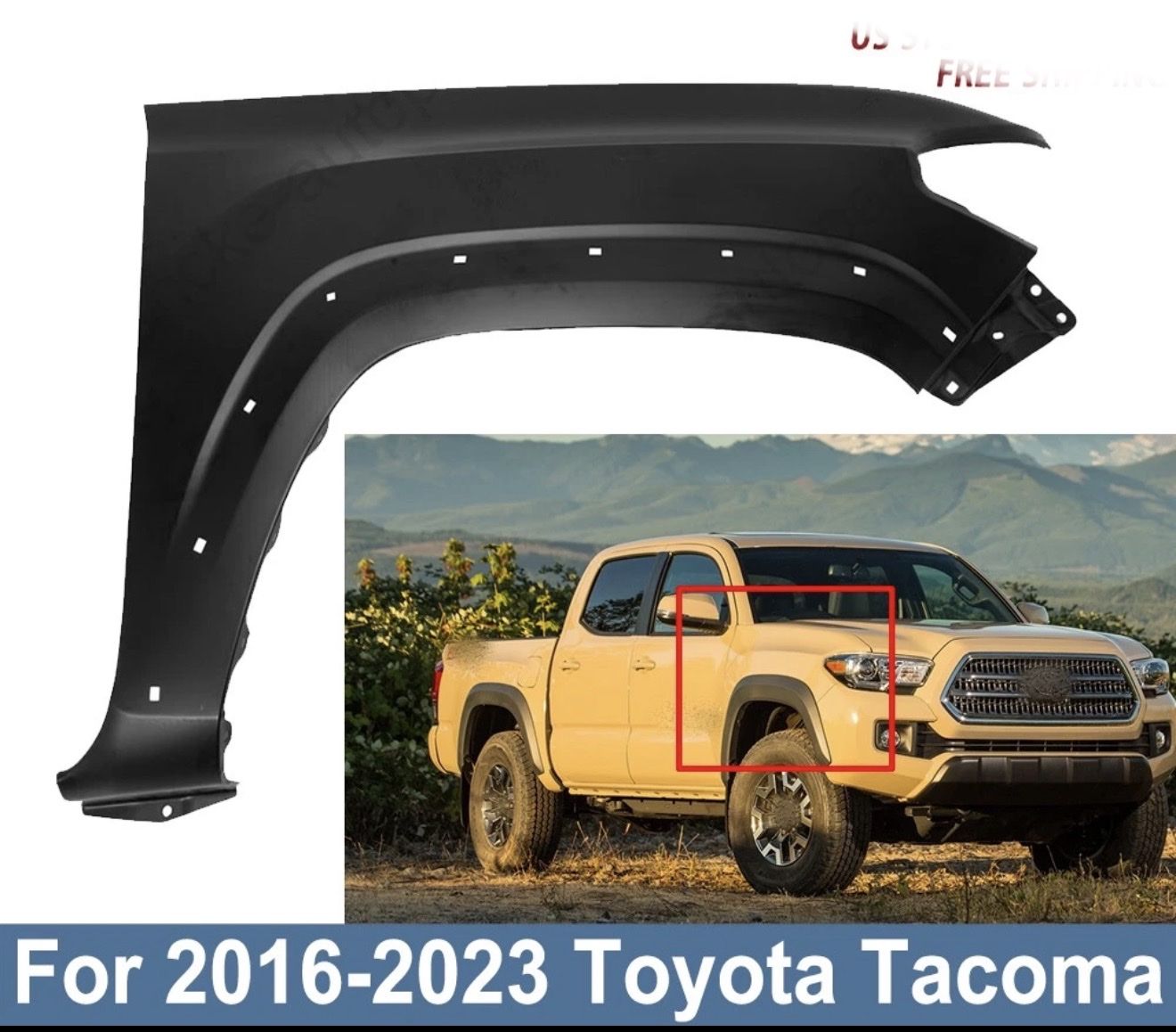 Front Right Fender for 2016-2023 Toyota Tacoma - Steel, Primed - OE #5381104120