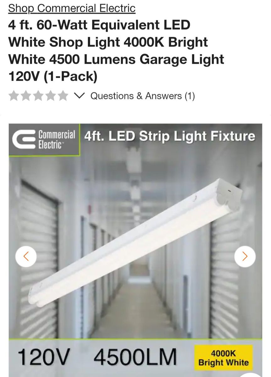 New Plug In 4ft Long LED 4000k Shop Lights