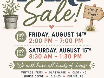 Annual Yard Sale - August 14th & 15th in West Point, UT