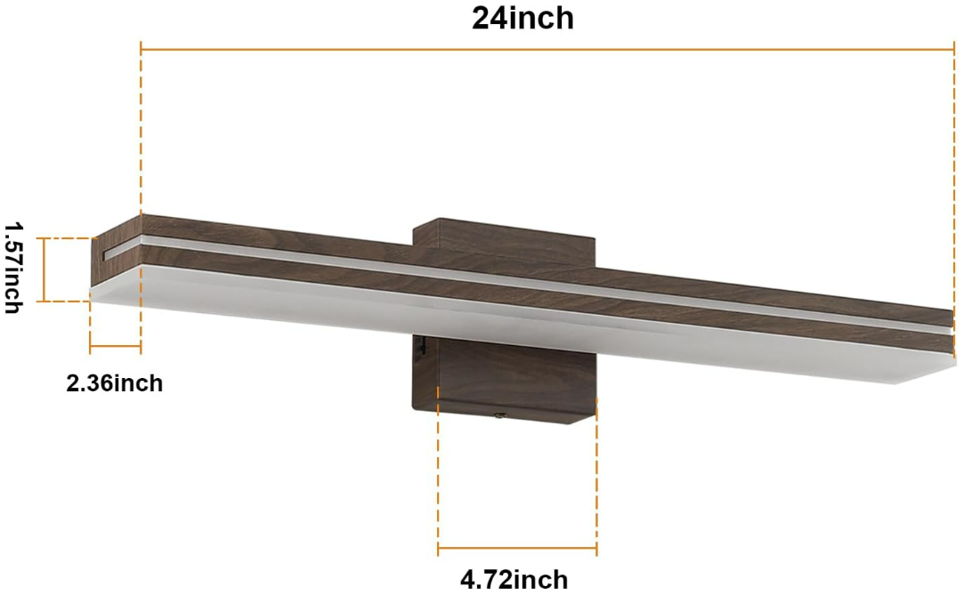 LED Modern Bathroom Vanity Light Fixtures (24-Inch, 3000K/4000K/6000K, Dimmable)