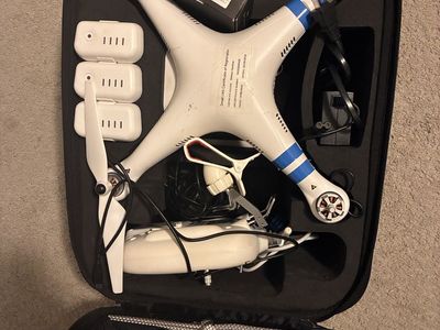 DJI Phantom Drone with AVL58 Video Downlink Antenna, 3 Batteries, and Carrying Case