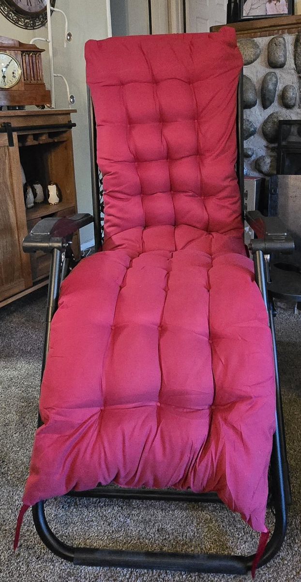 Red Zero Gravity Lounge Chair with Cushion and Side Tray