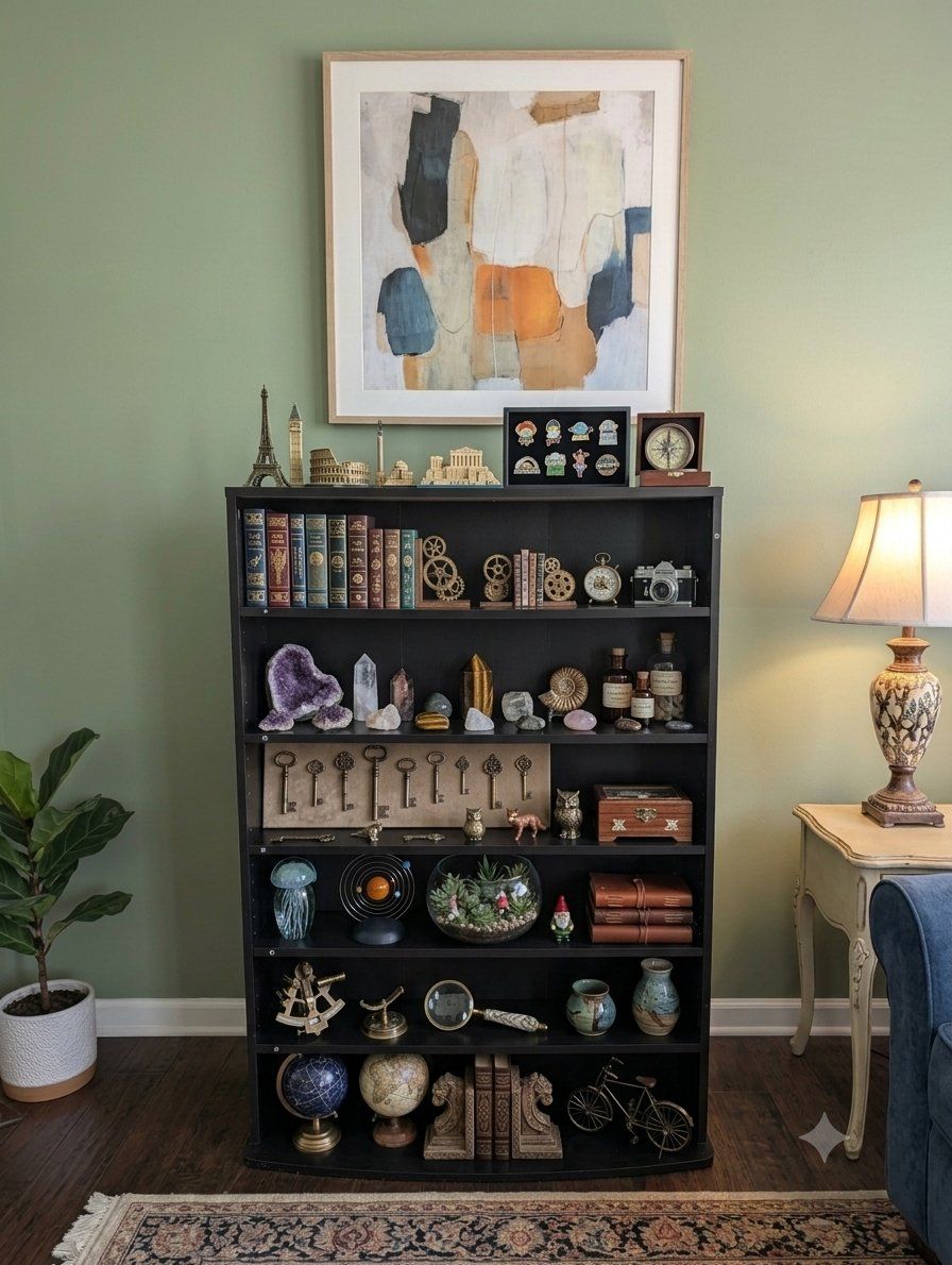 Black Wooden Bookshelf/Display Shelf with 8 Adjustable Shelves - Perfect for Collectibles