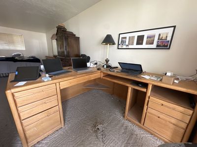 Solid oak desk 68” x 32” L shape desk