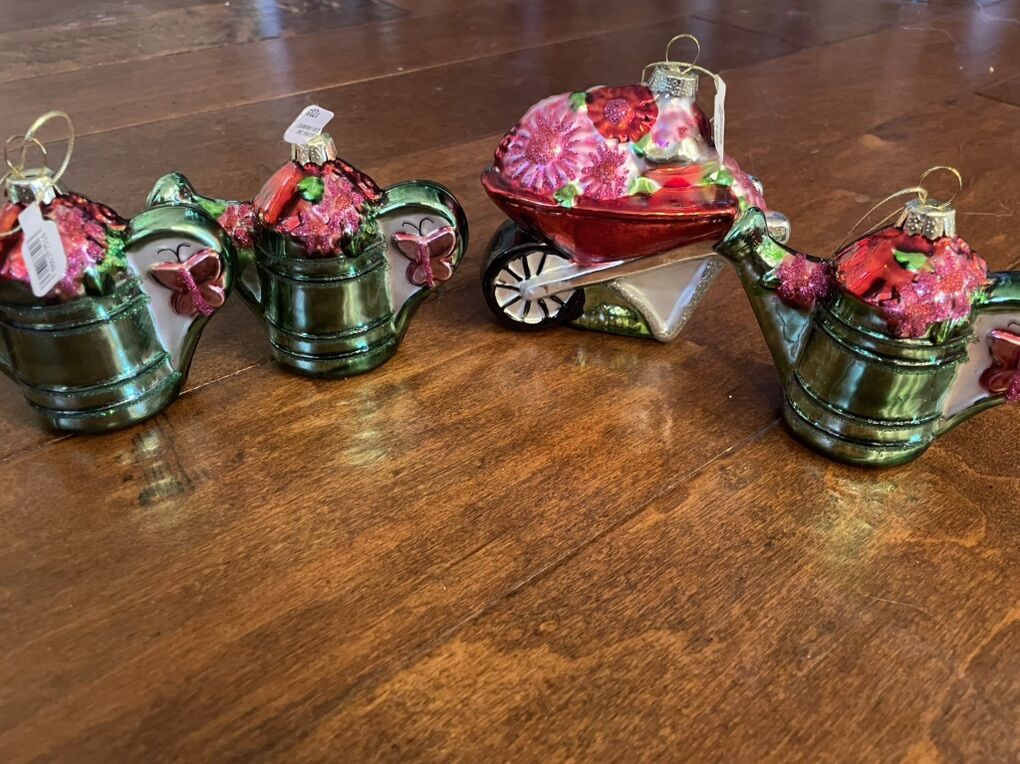 4 New Vintage Style Glass Ornaments Gardening