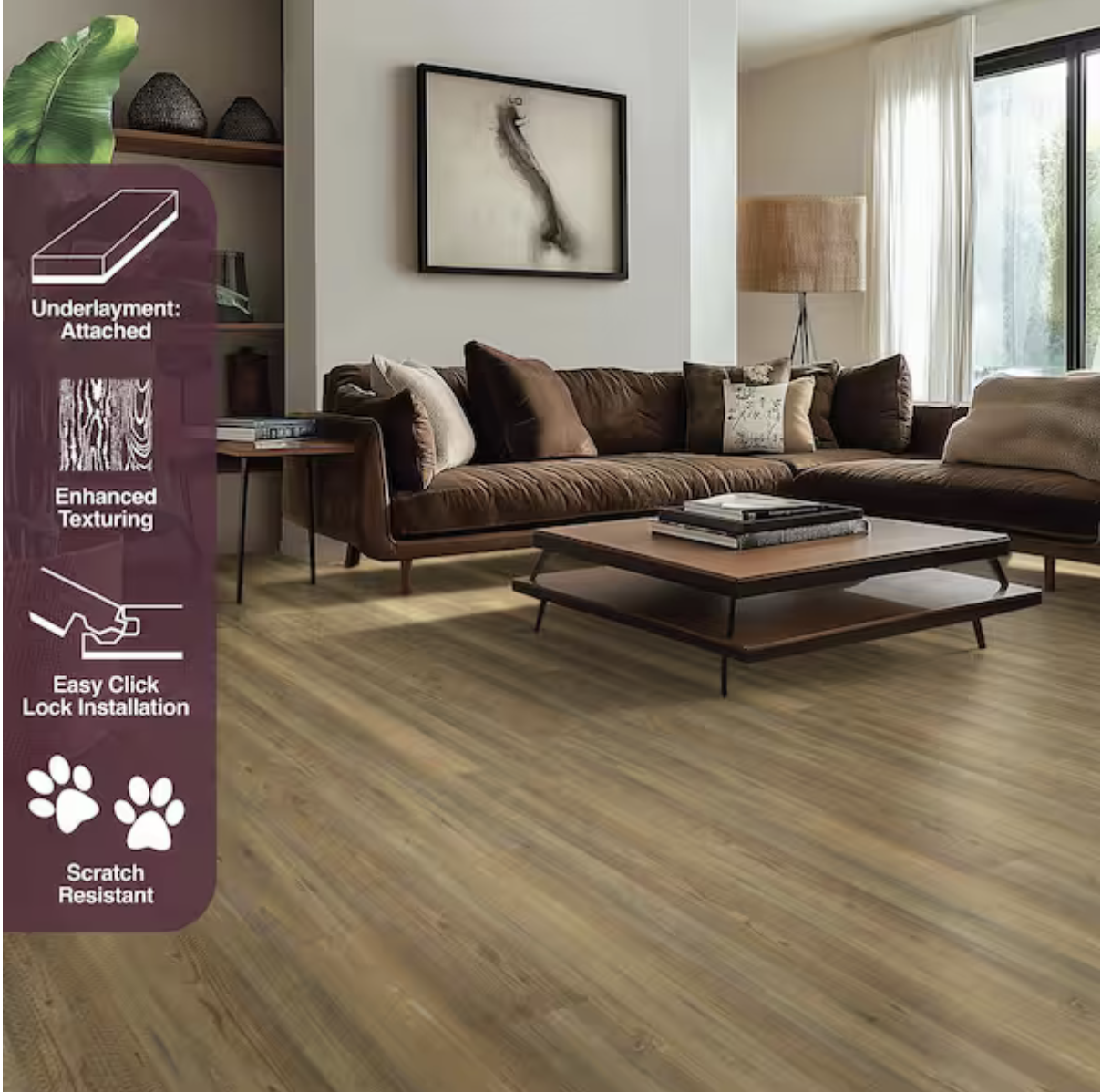 Saddle Ridge Pine Waterproof Click Lock Luxury Vinyl Plank Flooring