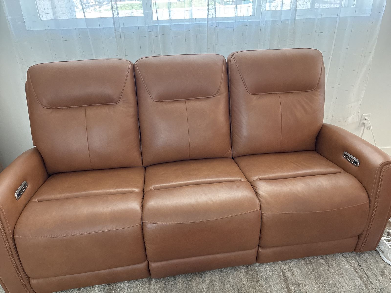 Leather Reclining Sofa & Loveseat Set - Zero G Recline, Lumbar Support, USB-C/B Ports