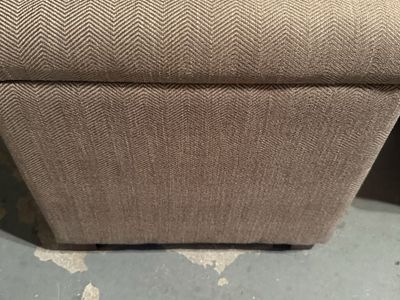 Upholstered Herringbone Storage Ottoman Cube Footstool
