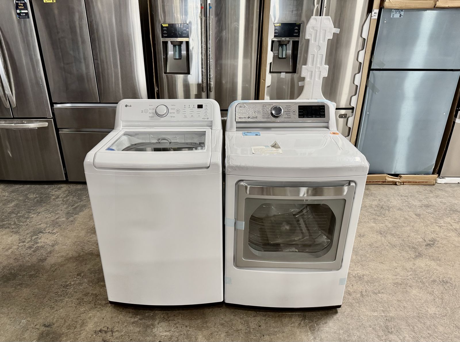 LG TOP LOAD WASHER AND DRYER SET WITH WARRANTY
