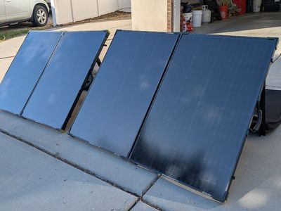 Two GoalZero Boulder 200 Briefcase Solar Panels with HPP Combiner