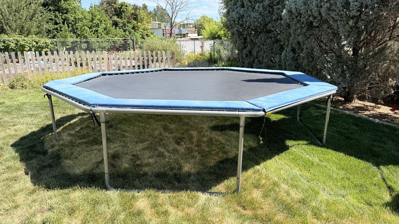 Used Octagonal Trampoline with Blue Safety Pad - Good Condition