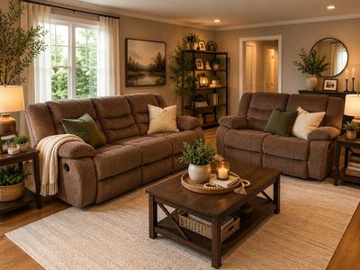 Clean Reclining Sofa and Loveseat Set