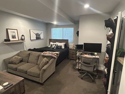 6 Piece Ashley Furniture Bedroom & Living Room Set — Queen Bed, TV Stand, Coffee Table, Nightstand, Dresser & Desk