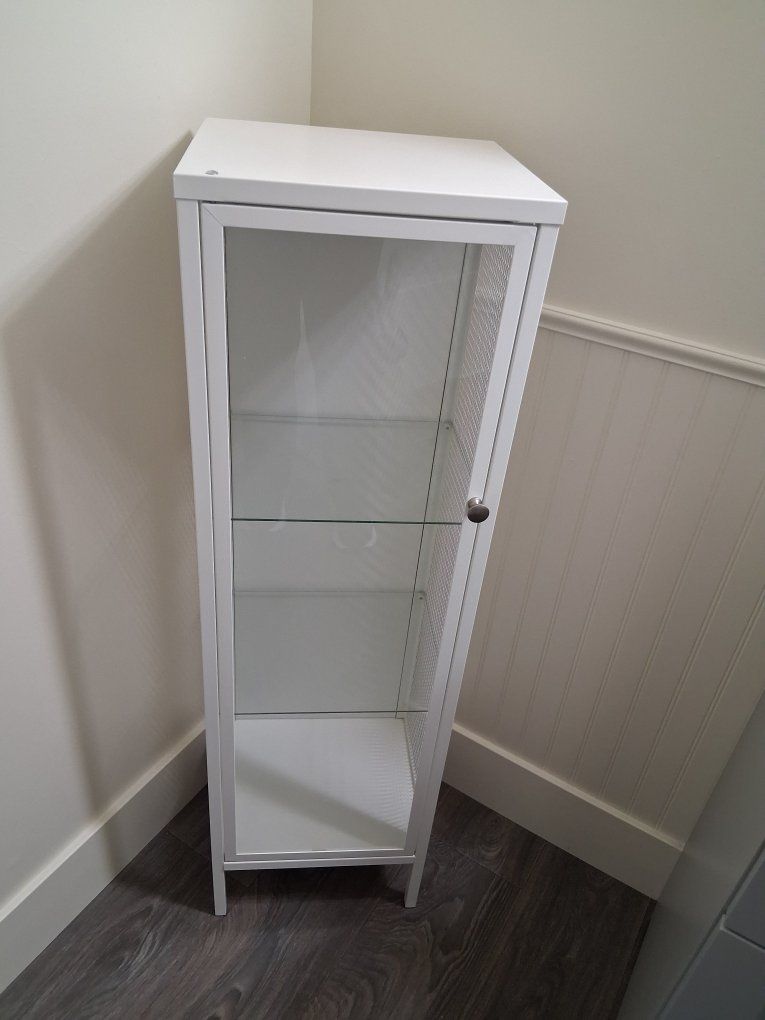 IKEA Detolf White Glass Display Cabinet with 3 Shelves