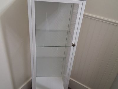 IKEA Detolf White Glass Display Cabinet with 3 Shelves