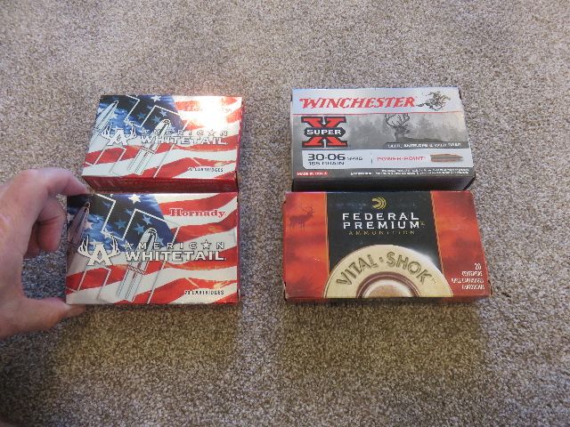 4 FULL FACTORY BOXES OF 30-06 HUNTING LOADS – 180 AND 165 GRAIN
