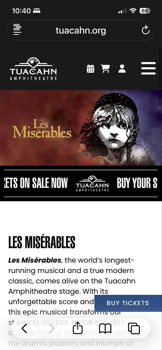 Les Miserables - 2 Tickets for June 23rd at Tuacahn