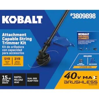 Kobalt 40V Max Brushless Attachment Capable String Trimmer Kit with 4.0Ah Battery and Charger brand new
