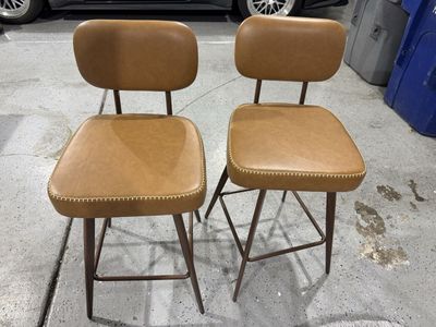 Malol 26in swivel leather barstools (2)