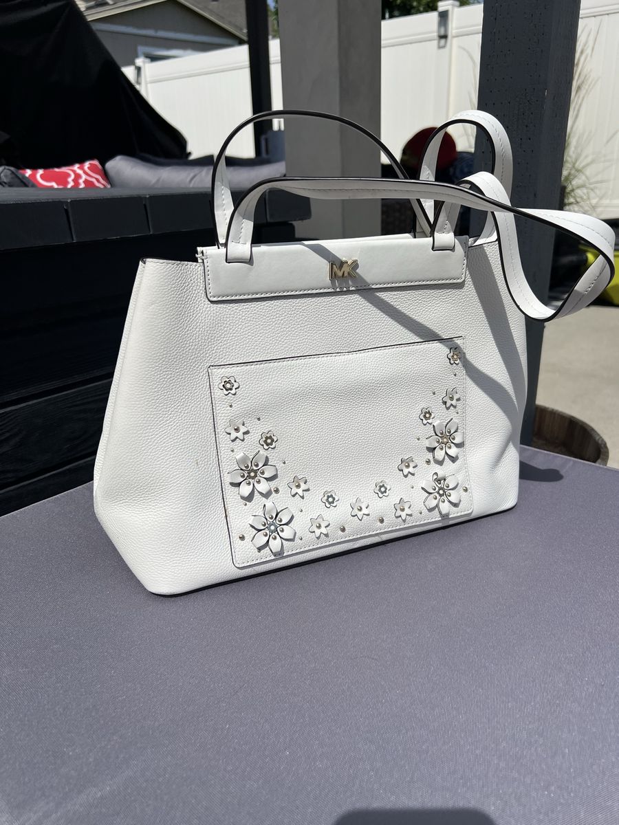 Michael Kors White Floral Satchel/Crossbody – Excellent Condition