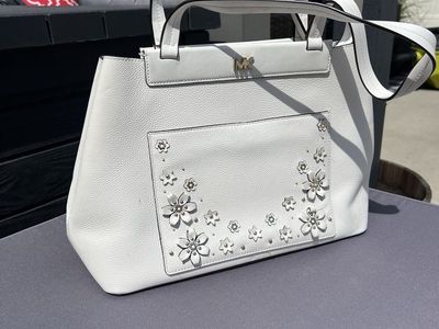 Michael Kors White Floral Satchel/Crossbody – Excellent Condition