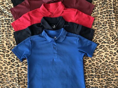 Chaps Boys' Short Sleeve Polo Shirts - 5 Pack (Various Colors) - Size Small 8 School Uniform
