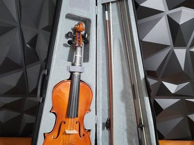 Violin for Beginner 4/4 Full Size Violin Set Solid Wood Ebony for Adult Teen Student Starter Kit with Hard Case, Brown. Excellen