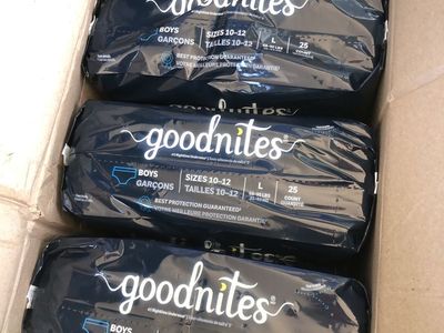 Goodnites Boys' Nighttime Underwear, Size L (Sizes 10-12, 68-95 lbs), 3 Packs of 25 (75 Count Total)