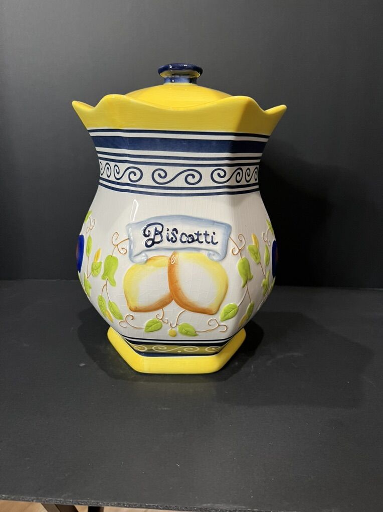 Vintage Nonni's Ceramic Biscotti Cookie Jar.