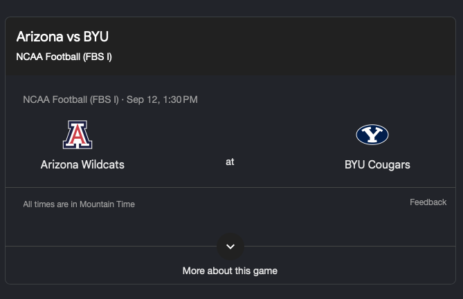 4 Tickets Arizona at BYU Football Sideline