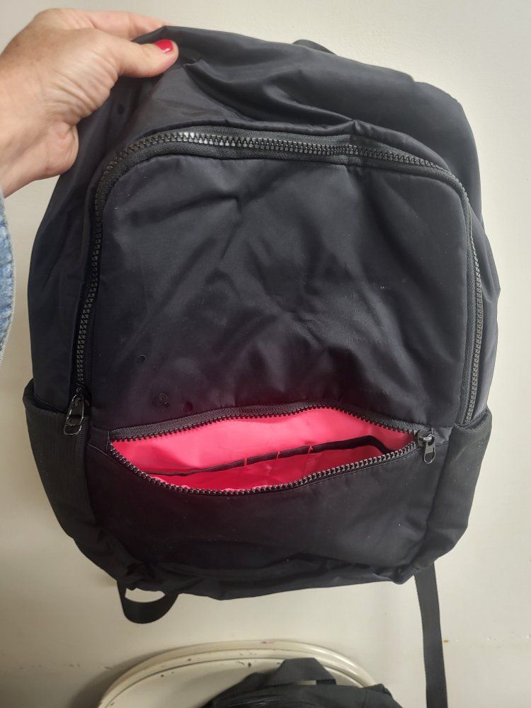 Black Backpack with Pink Interior Pocket