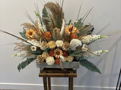 27 High Boho Wood Flower Arrangement