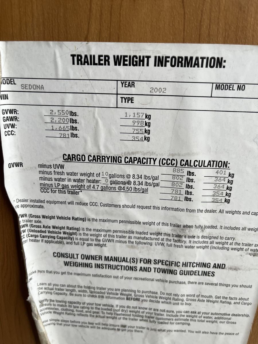 colman SaDona 2002 Tent Trailer