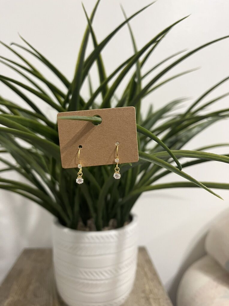 18k Gold Plated Sterling Silver CZ Dangle Earrings