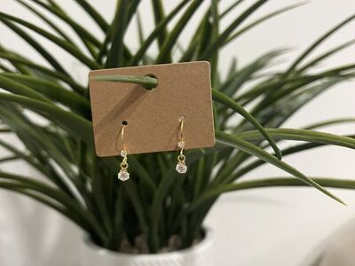 18k Gold Plated Sterling Silver CZ Dangle Earrings