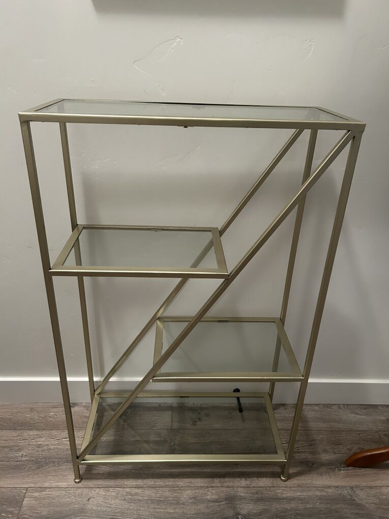 Gold Framed Glass Bookshelf