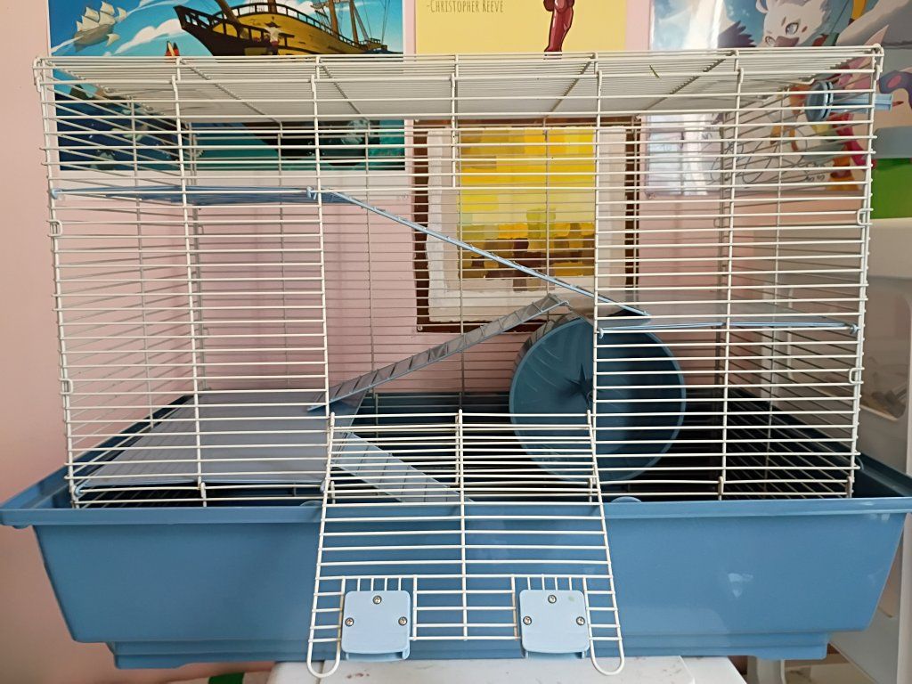 Large multi-tier hamster/small Animal Cage with everything you need for Hamsters, rats, and mice. Bedding not included.