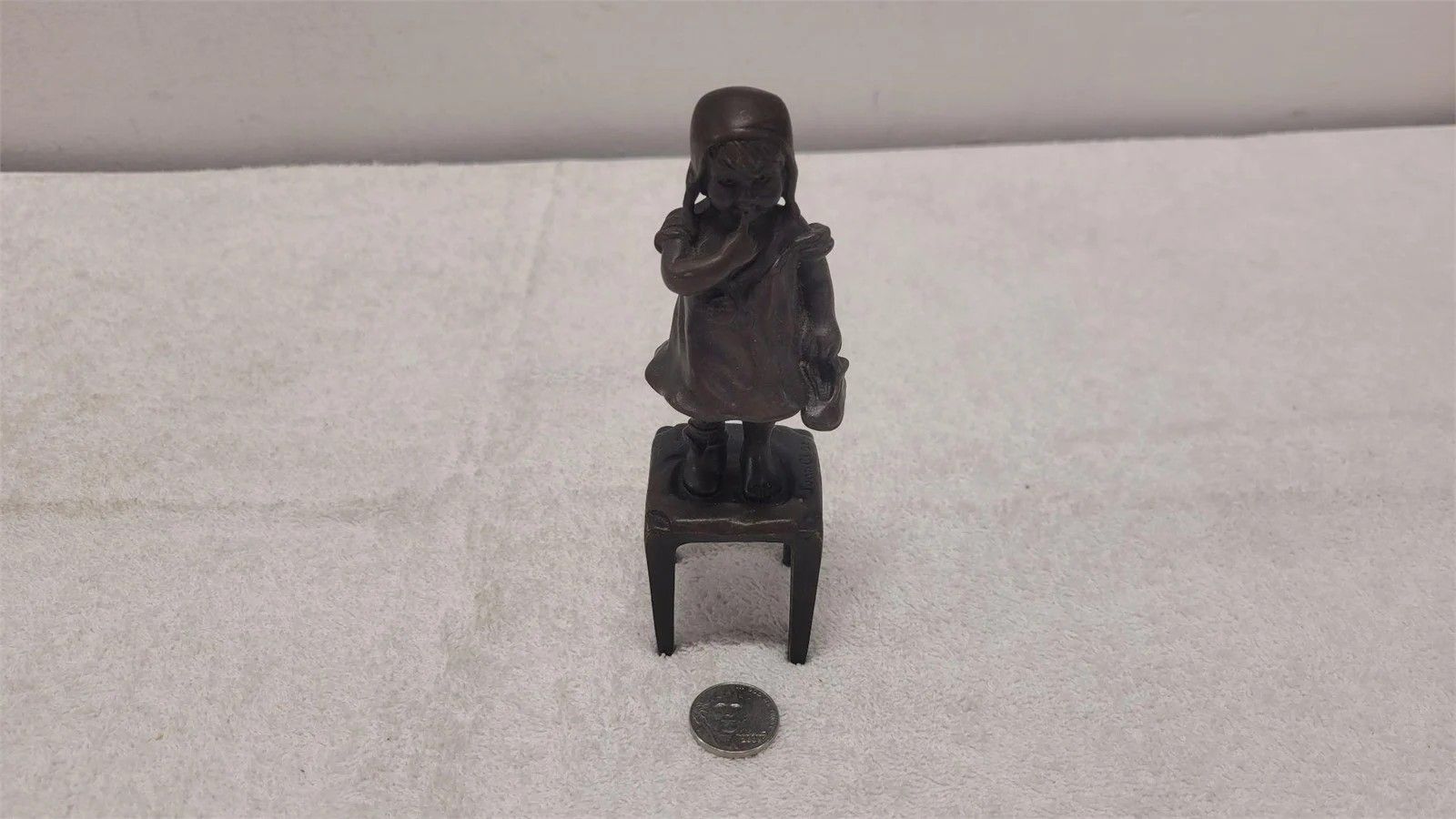 Spanish Artist Jaun Clara "Girl On Stool" Bronze 5.5"