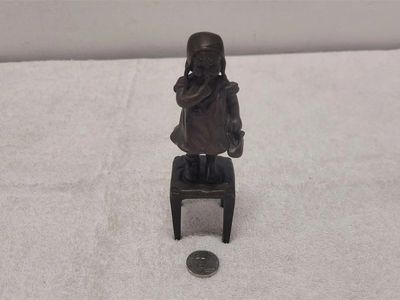 Spanish Artist Jaun Clara "Girl On Stool" Bronze 5.5"