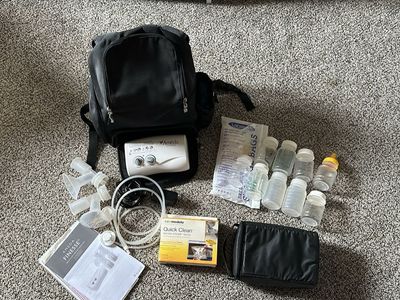 Ameda Finesse Double Electric Breast Pump with Accessories & Bottles