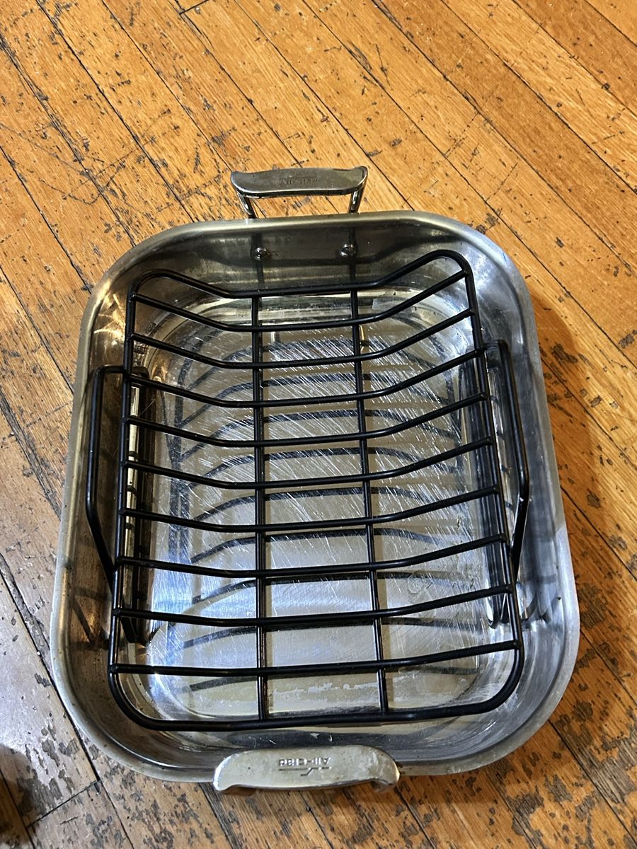 All-Clad Small 11"x14" Stainless Steel Roasting Pan with Rack $170 new