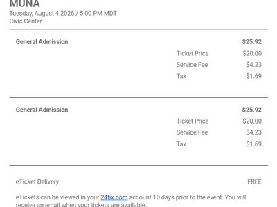 2 MUNA GA tickets SLC August 4