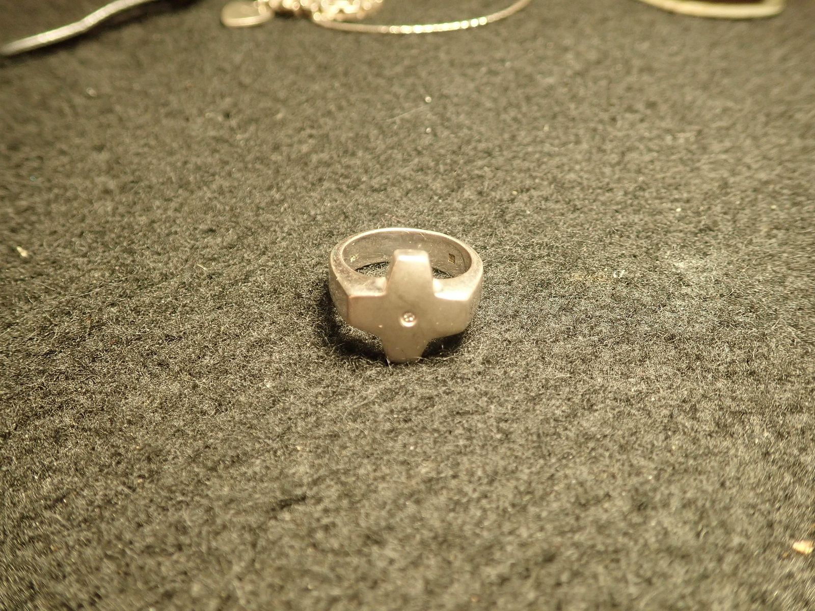 Swiss Cross Sterling Silver w Small Gem Size 4 (15 mm)