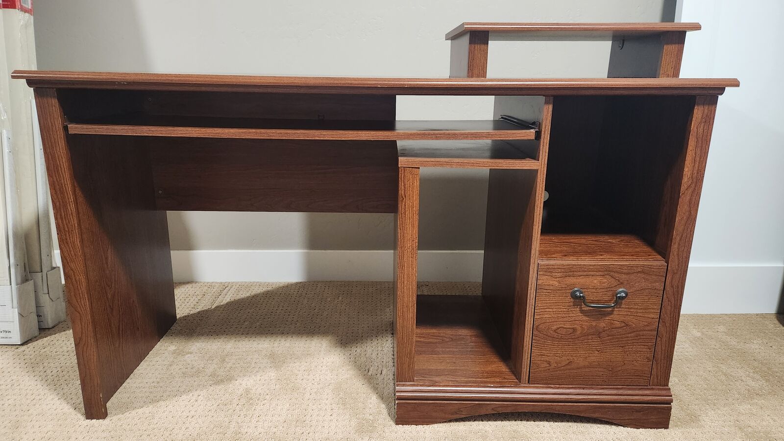 Computer Desk with files and surge protectors