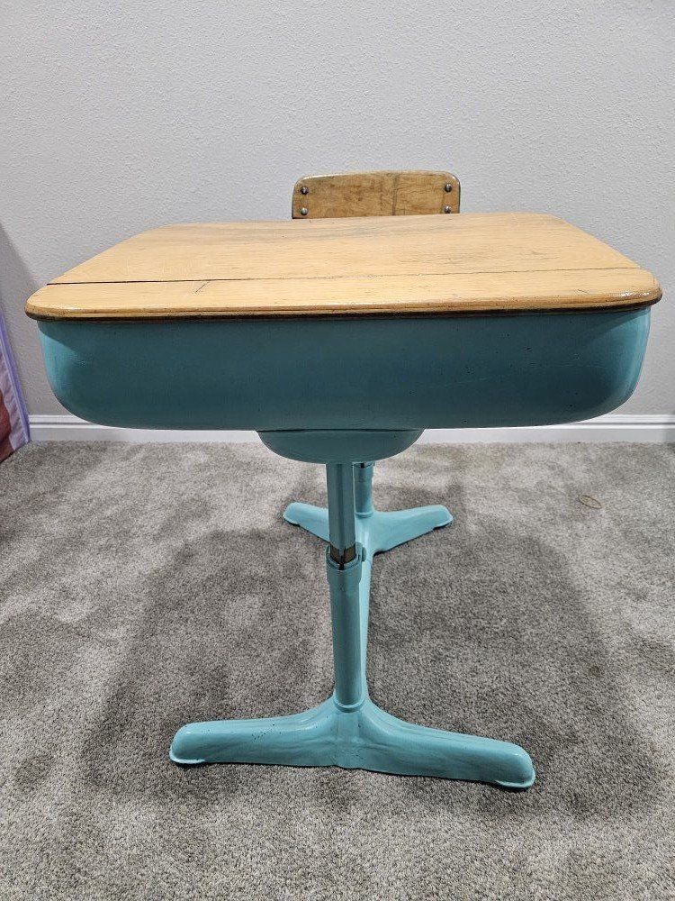 2 Vintage American Seating Desks