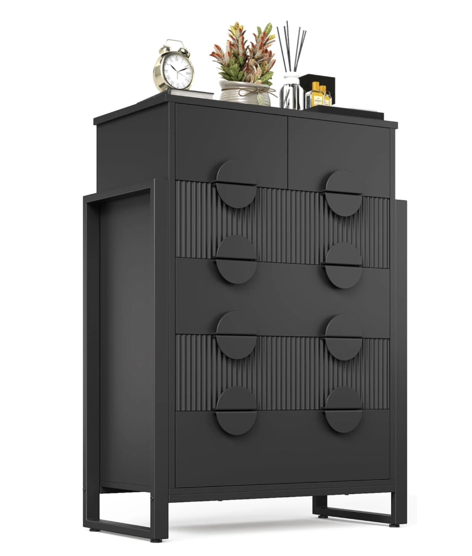 NEW LGHM 6 Drawer Dresser, Tall Chest of Drawers for Bedroom Living Room, Black