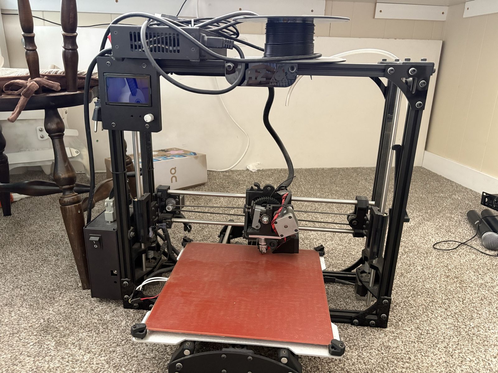 LulzBot TAZ 6 3D Printer with Filament Spool Holder and Power Supply