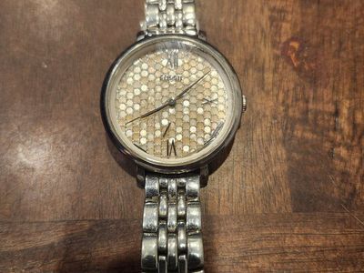 Fossil Women's Silver Tone Watch with Textured Dial and Link Bracelet