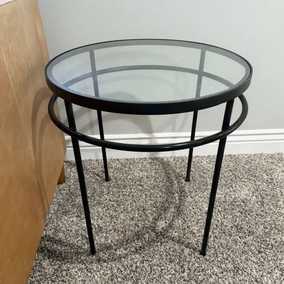 Round Metal & Glass End Table